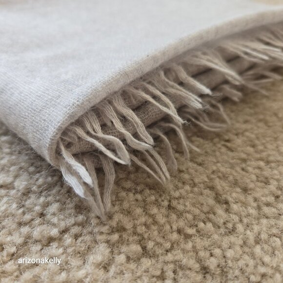 Lightweight Cashmere Scarf Taupe Grey Tan - Picture 3 of 9